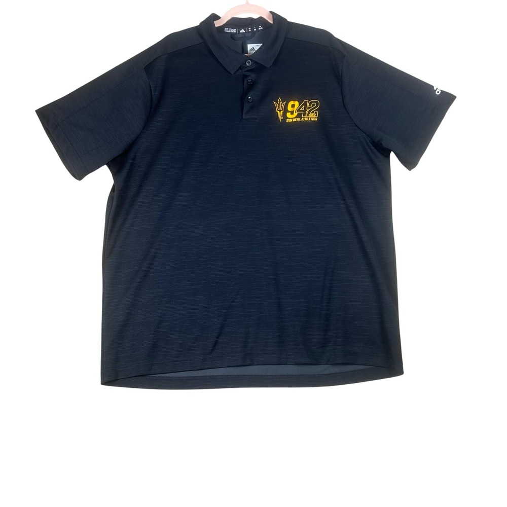 Adidas ASU Arizona State Sun Devils 942 Crew Climalite Polo Shirt Mens 2XL Black